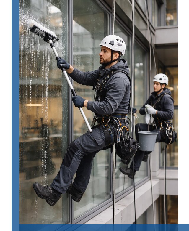 Профессиональная мойка витражей промышленными альпинистами в Борзе