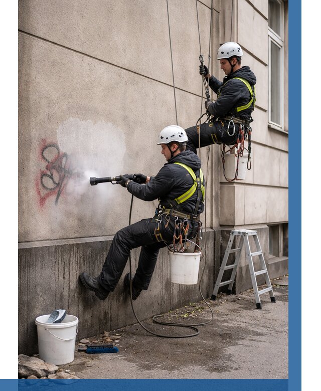 Удаление граффити с фасада в Борзе от 4635 р. | ВЫСОТНИК-Бря