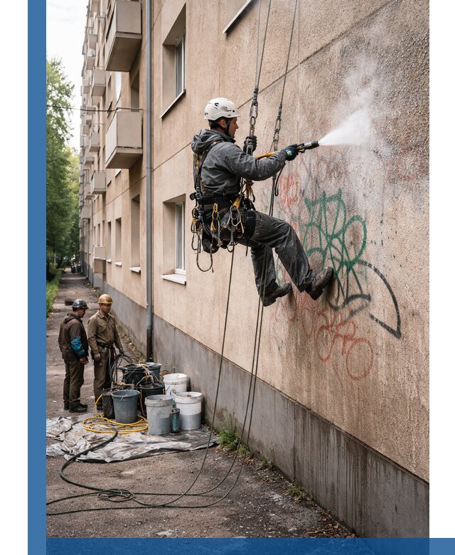 Удаление граффити с фасада в Борзе без следов и повреждений