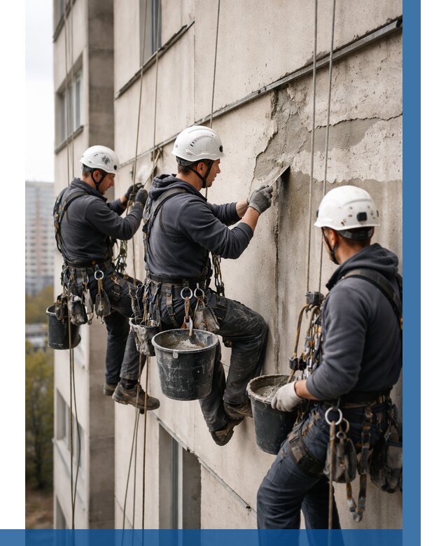 Ремонт бетонных элементов фасада в Борзе от 2575 р. | ВЫСОТНИК-Бря