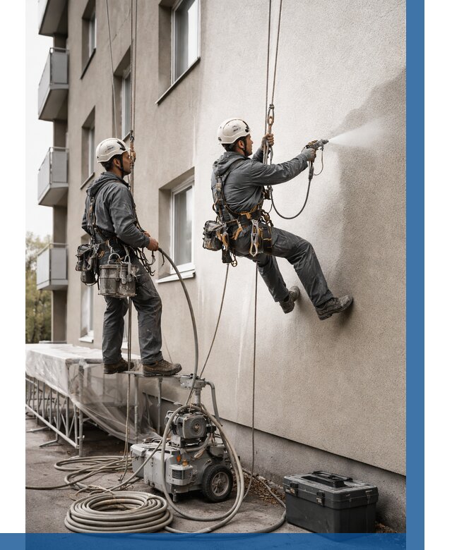 Безвоздушная покраска фасада в Борзе от 227 р/м² | ВЫСОТНИК-Бря