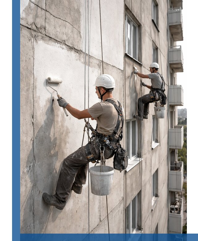 Покраска бетонного фасада в Борзе для жилых и промышленных объектов