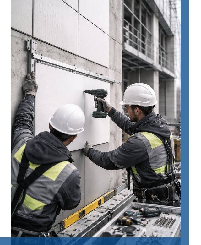 Монтаж композитных панелей фасада в Борзе от 2575 р. | ВЫСОТНИК-Бря