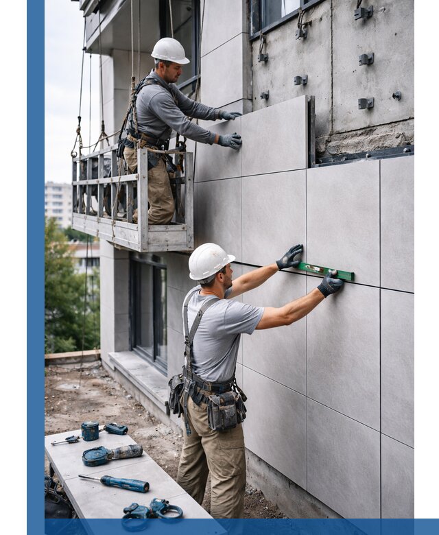 Монтаж керамогранита на фасад в Борзе под ключ с гарантией качества