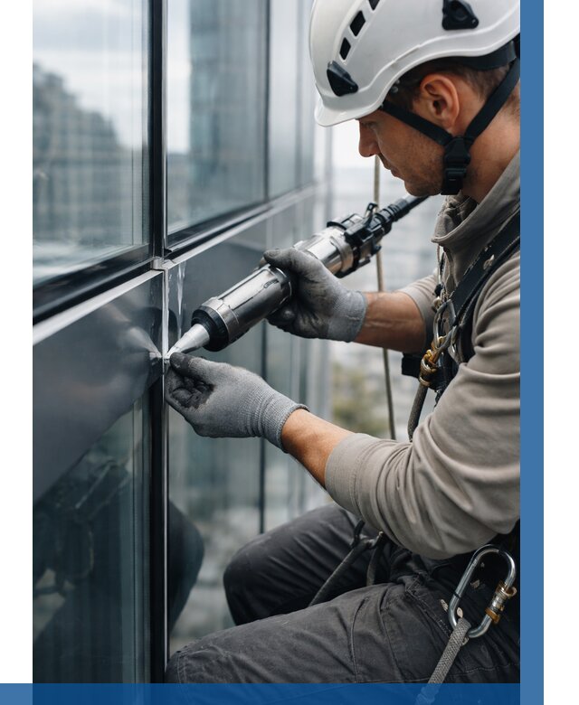 Герметизация стыков витража в Борзе от 1236 р. | ВЫСОТНИК-Бря