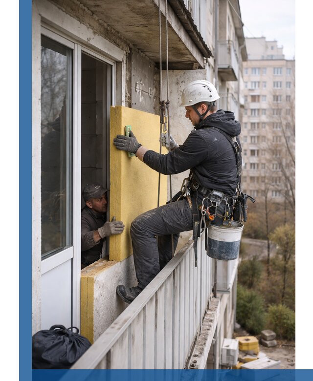 Профессиональное утепление балкона снаружи в Борзе под ключ