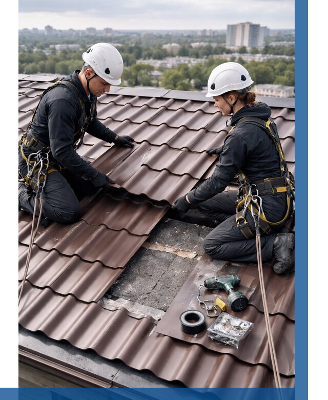 Ремонт металлочерепицы на крыше в Борзе от 927 р. | ВЫСОТНИК-Бря