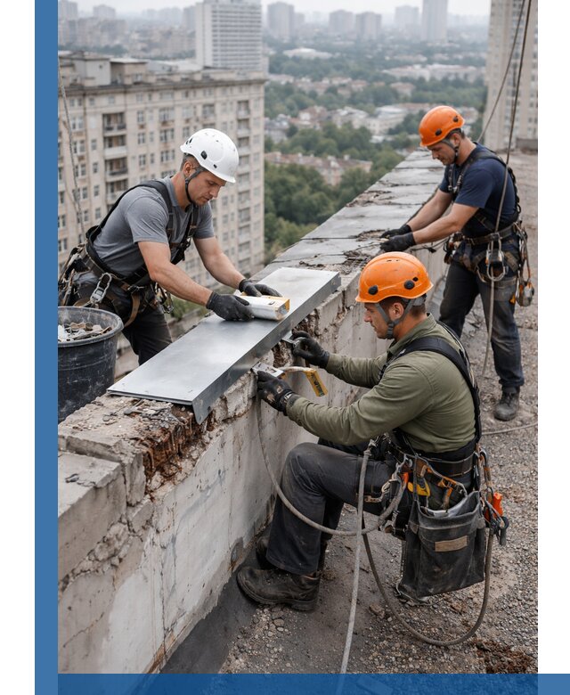 Ремонт парапета на кровле в Борзе, высотные работы с гарантией