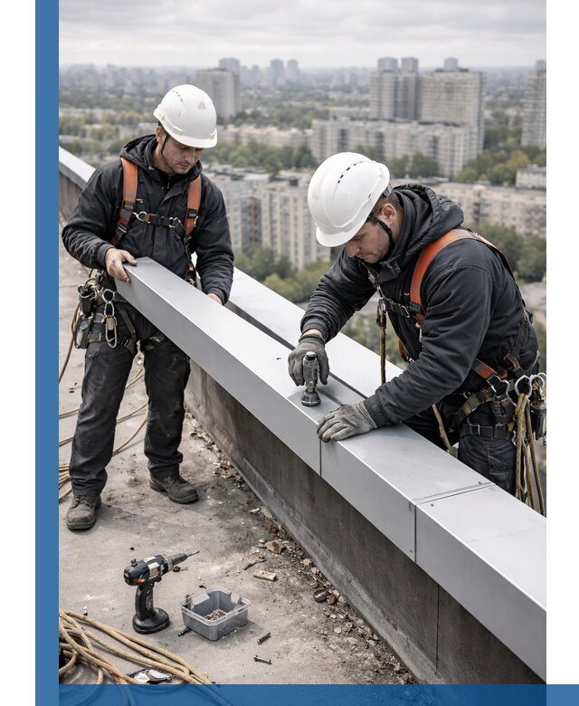 Монтаж парапетных крышек и ограждений кровли в Борзе