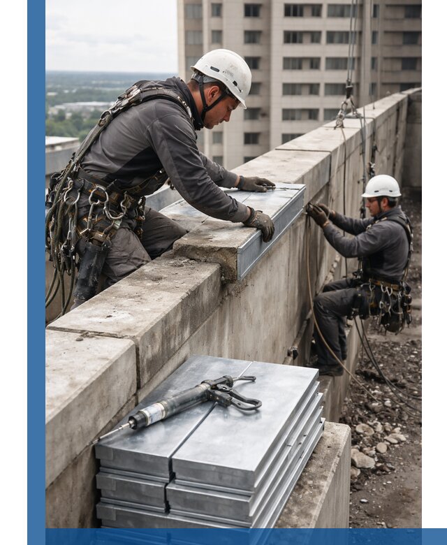 Замена парапетных крышек и установка новых в Борзе