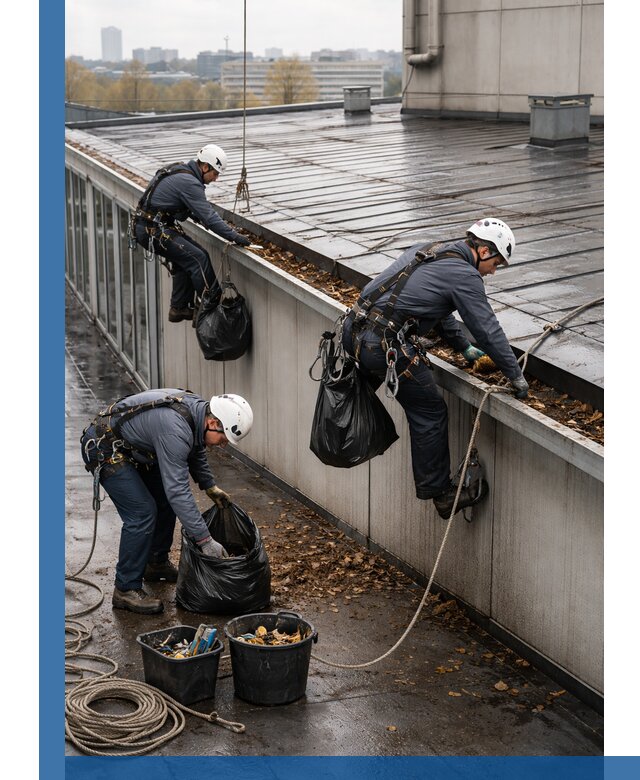 Очистка кровли по периметру в Борзе силами промышленных альпинистов
