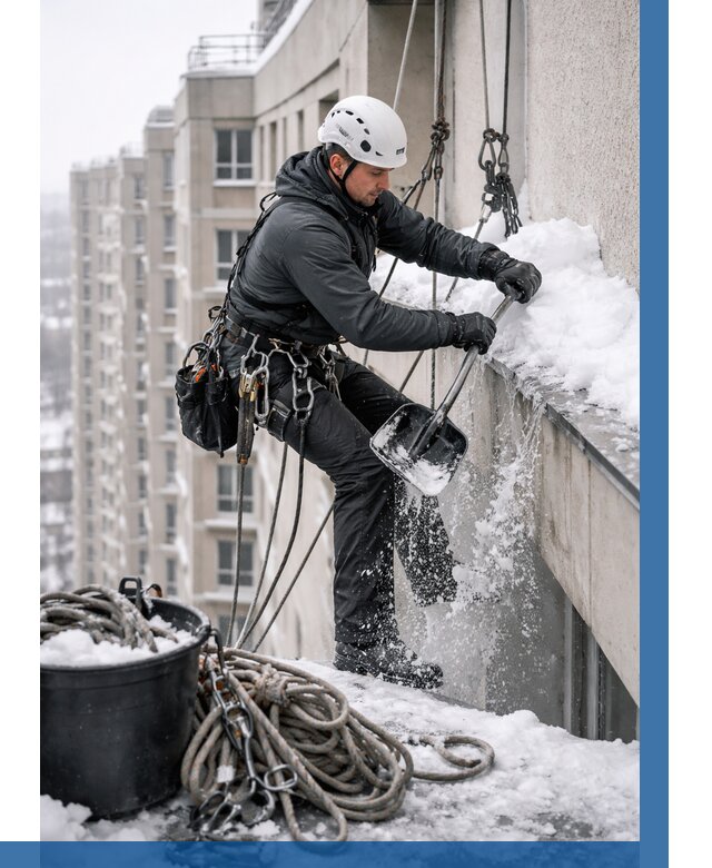 Очистка карнизов от снега в Борзе от 309 р. | ВЫСОТНИК-Бря