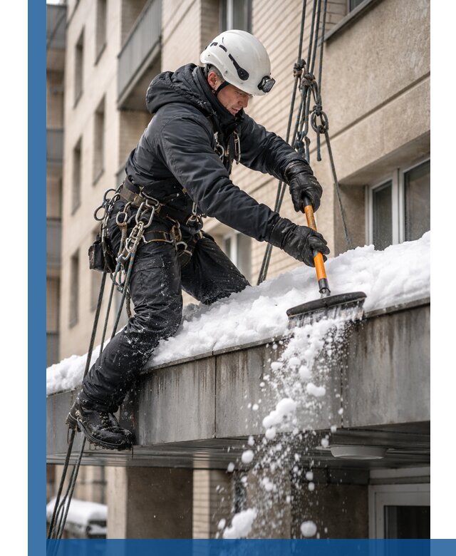 Очистка козырьков от снега в Борзе круглогодично безопасно