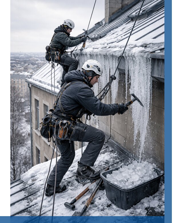 Удаление наледи с кровли в Борзе от 5666 р. | ВЫСОТНИК-Бря