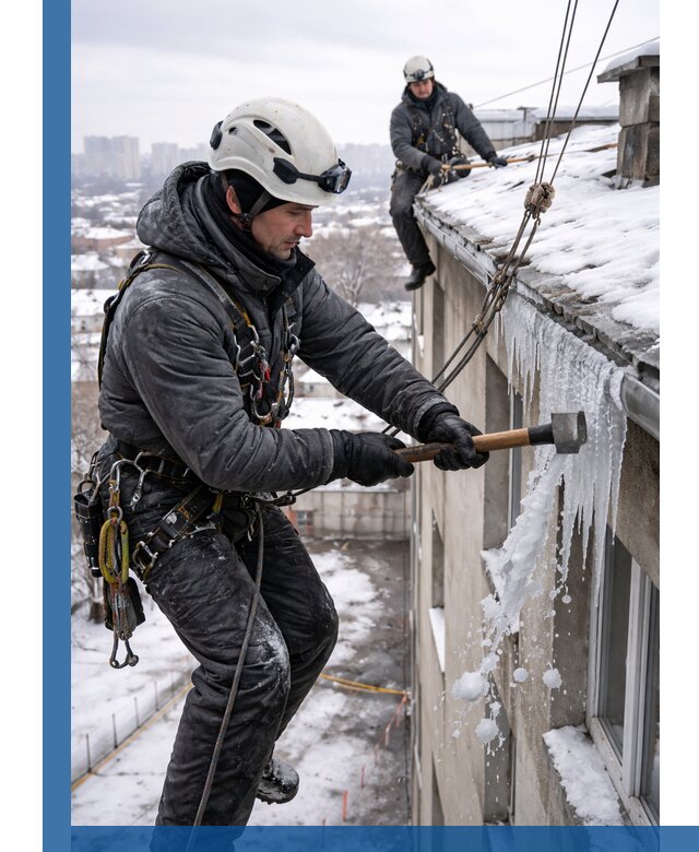 Сбивание и удаление сосулек с крыши в Борзе безопасно
