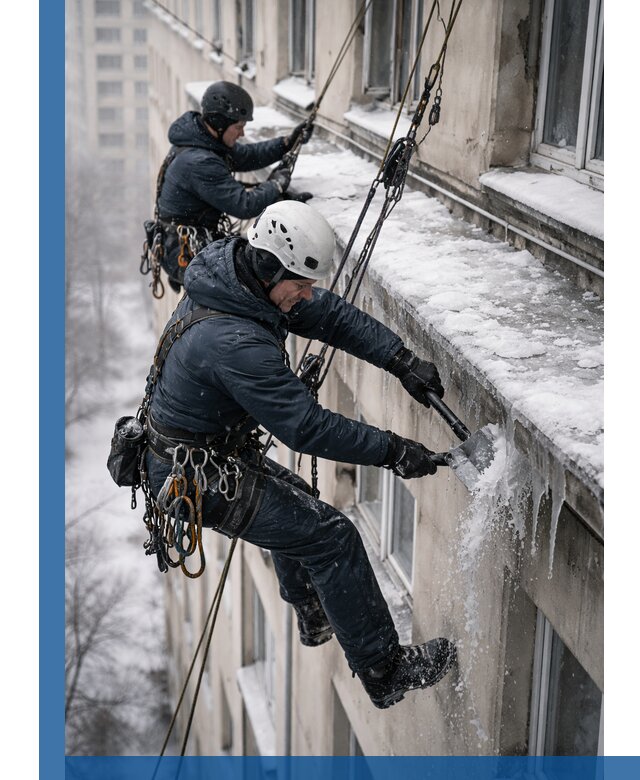 Удаление наледи и сосулек с карнизов в Борзе профессионально