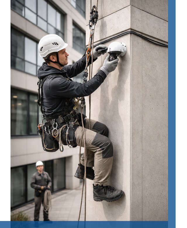 Монтаж камер видеонаблюдения на фасаде в Борзе от 8756 р.-ВЫСОТНИК-Бря