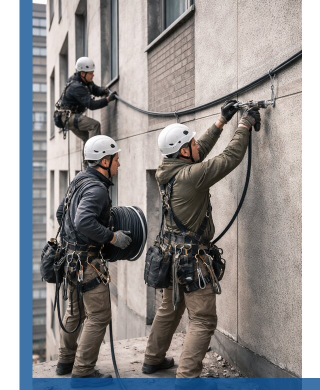 Прокладка кабеля по фасаду в Борзе, профессиональный монтаж