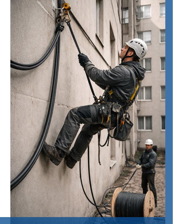 Протяжка кабеля питания на высоте в Борзе от 464 р. | ВЫСОТНИК-Бря