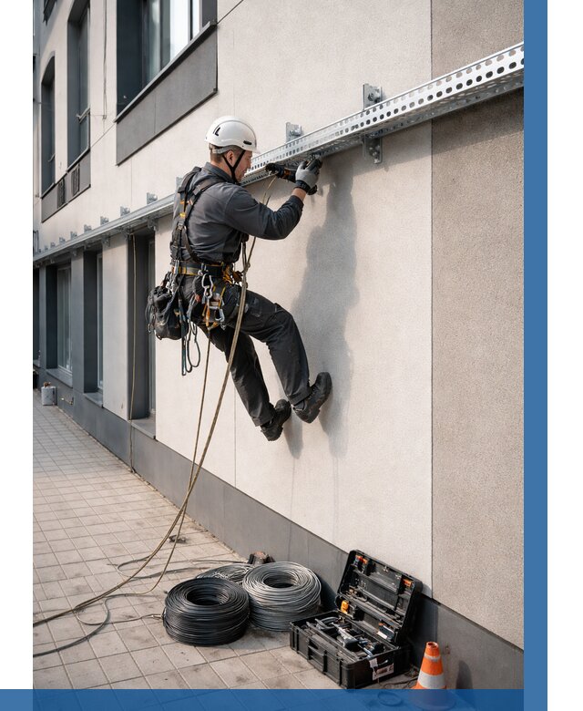 Монтаж кабельных лотков на фасаде в Борзе от 1236 р. | ВЫСОТНИК-Бря