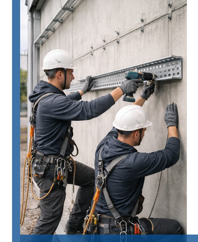 Монтаж кабельных лотков на фасаде зданий в Борзе с гарантией