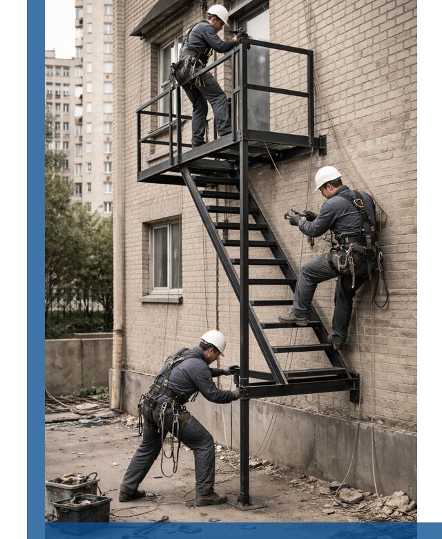 Монтаж пожарной лестницы в Борзе, установка и крепление