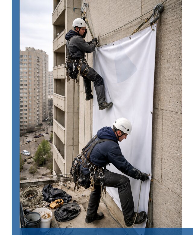 Профессиональный монтаж баннеров на фасаде в Борзе