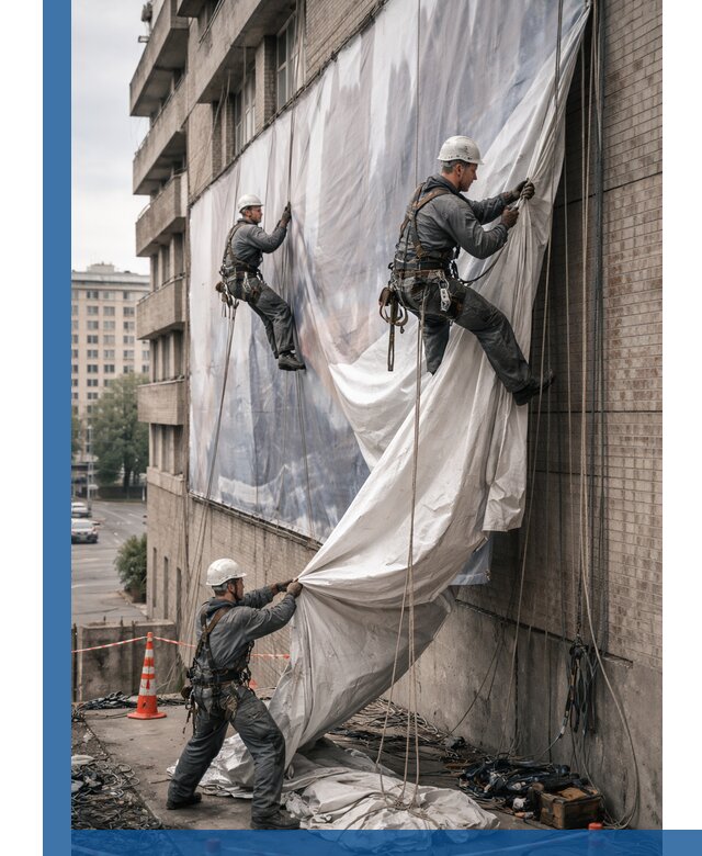 Демонтаж баннеров с фасада в Борзе оперативно и безопасно
