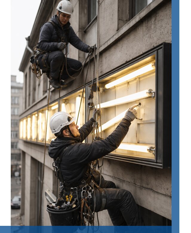 Замена ламп в вывеске в Борзе под ключ от 3605 р. | ВЫСОТНИК-Бря