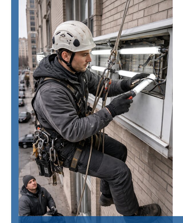 Профессиональная замена ламп в наружной вывеске в Борзе