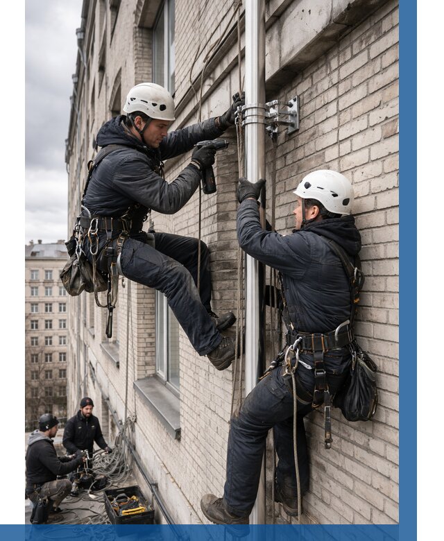 Монтаж флагштока на здании в Борзе от 6696 р. | ВЫСОТНИК-Бря