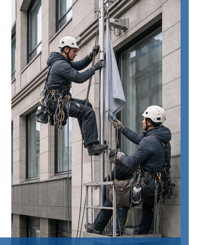 Установка флагов на фасаде в Борзе от 4635 р. | ВЫСОТНИК-Бря