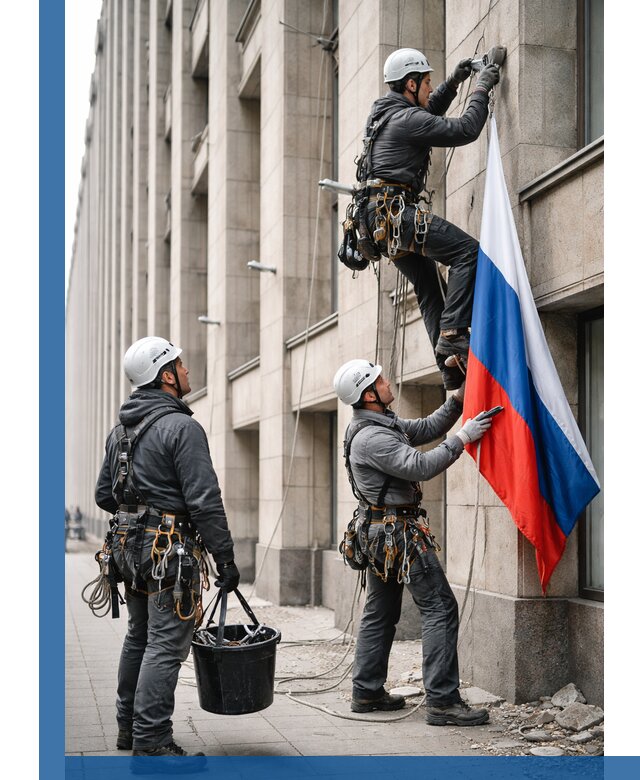 Профессиональная установка флагов на фасаде в Борзе