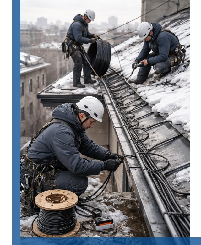 Монтаж греющего кабеля на кровле в Борзе под ключ