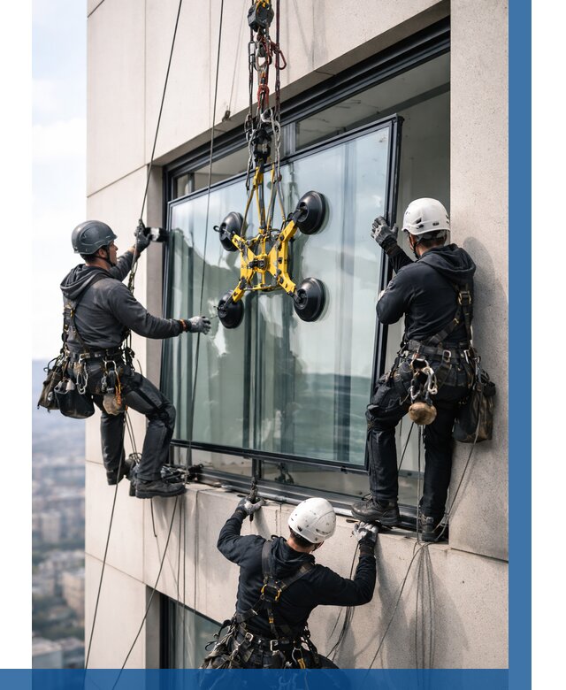 Монтаж стеклопакетов на высоте в Борзе от 3296 р. | ВЫСОТНИК-Бря