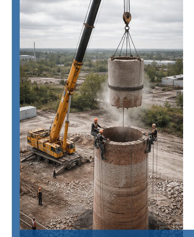 Демонтаж дымовой трубы в Борзе с гарантиями безопасности