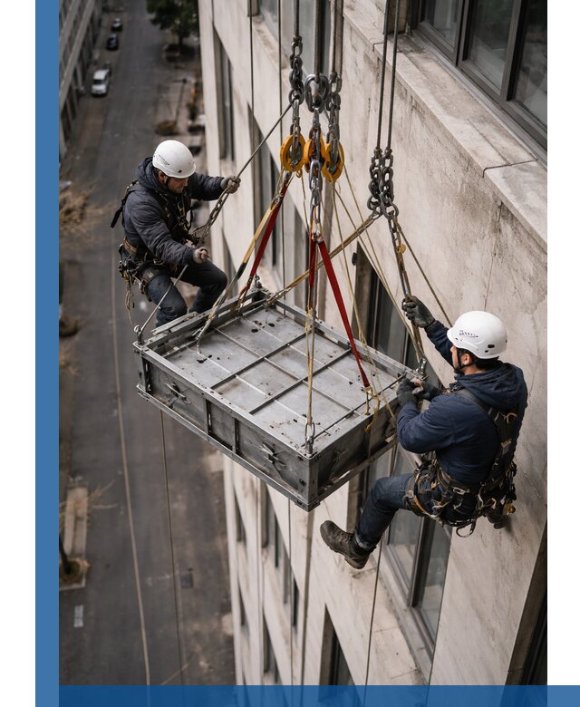 Спуск и подъем грузов по фасаду в Борзе для зданий
